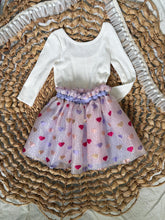 Load image into Gallery viewer, Whimsical Hearts Tulle Tutu Skirt for Girls - Purple