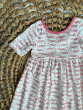Load image into Gallery viewer, Pink Mini Alligators Cotton Adeline Twirl Dress for Girls