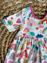 Load image into Gallery viewer, Rainbows & Sunshine Cotton Knit Twirl Dress for Girls - Handmade