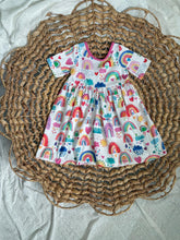 Load image into Gallery viewer, Rainbows & Sunshine Cotton Knit Twirl Dress for Girls - Handmade