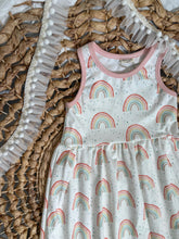 Load image into Gallery viewer, Pastel Rainbows Organic Cotton Sleeveless Twirl Dress for Girls - Handmade & Twirly