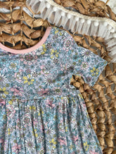 Load image into Gallery viewer, Periwinkle Wild Flower Bamboo Adeline Twirl Dress for Girls