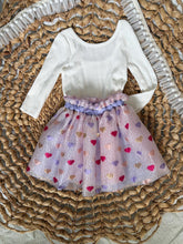 Load image into Gallery viewer, Whimsical Hearts Tulle Tutu Skirt for Girls - Purple