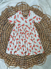 Load image into Gallery viewer, Watermelon Bamboo Adeline Twirl Dress for Girls