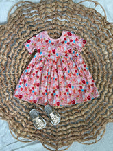 Load image into Gallery viewer, Fun & Bright Heart Cotton Knit Twirl Dress for Girls - Handmade with Glitter Details