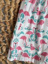 Load image into Gallery viewer, Pink Flamingo and Teal Damask Cotton Knit Ballet Twirl Dress for Girls - Handmade & Vibrant
