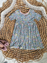 Load image into Gallery viewer, Periwinkle Wild Flower Bamboo Adeline Twirl Dress for Girls