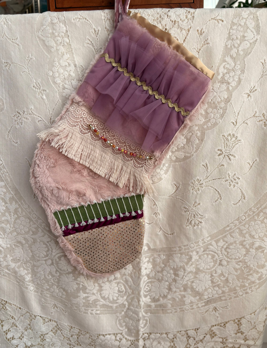 Heirloom OOAK Christmas Stocking: Merry Christmas