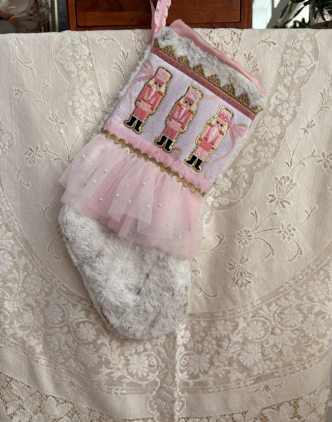 Heirloom OOAK Christmas Stocking: Pink Nutcracker Ballet