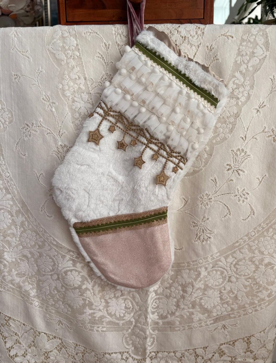 Heirloom OOAK Christmas Stocking: Snowy Dreams