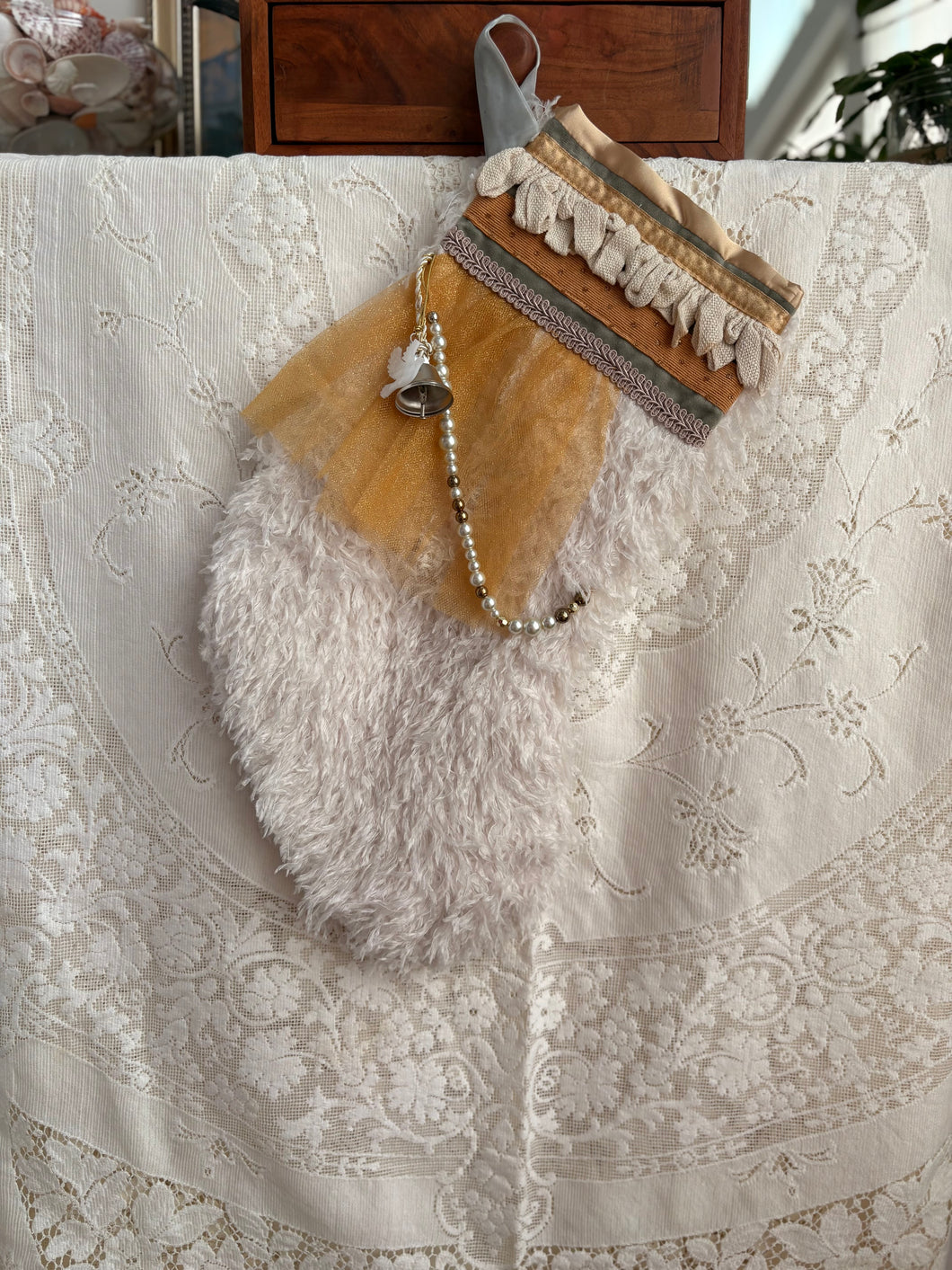 Heirloom OOAK Christmas Stocking: Dove