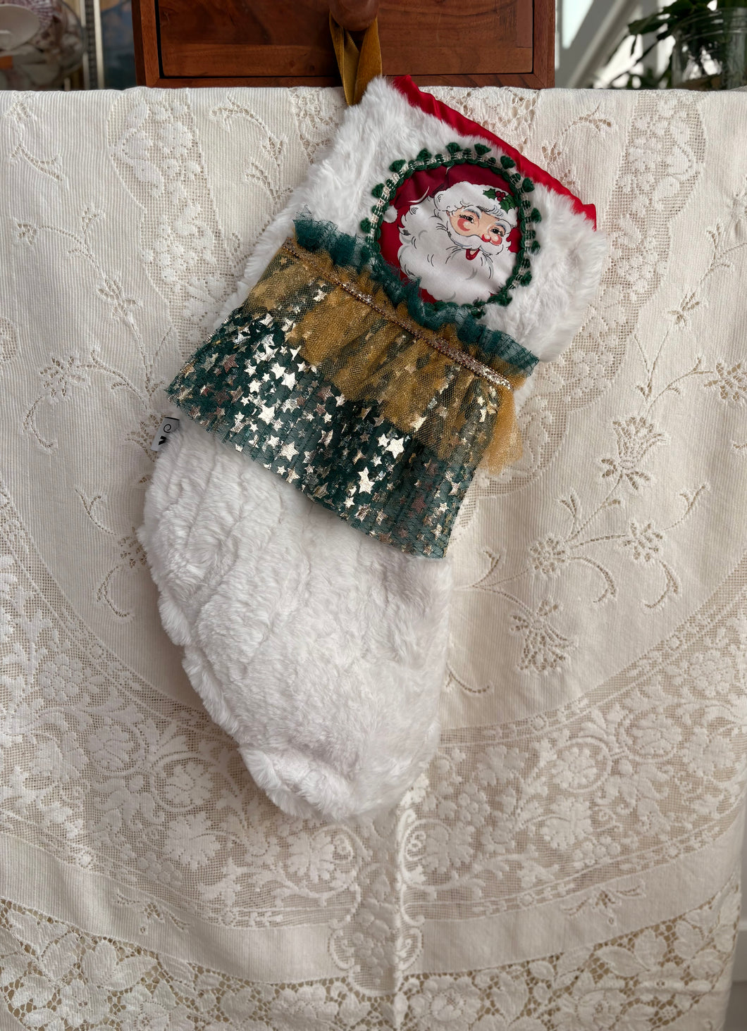 Heirloom OOAK Christmas Stocking: Santa