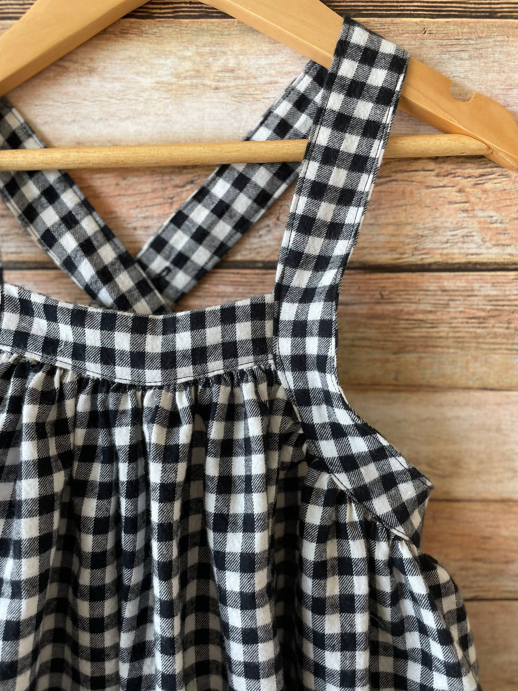 Black and White Plaid Check Pinafore Dress