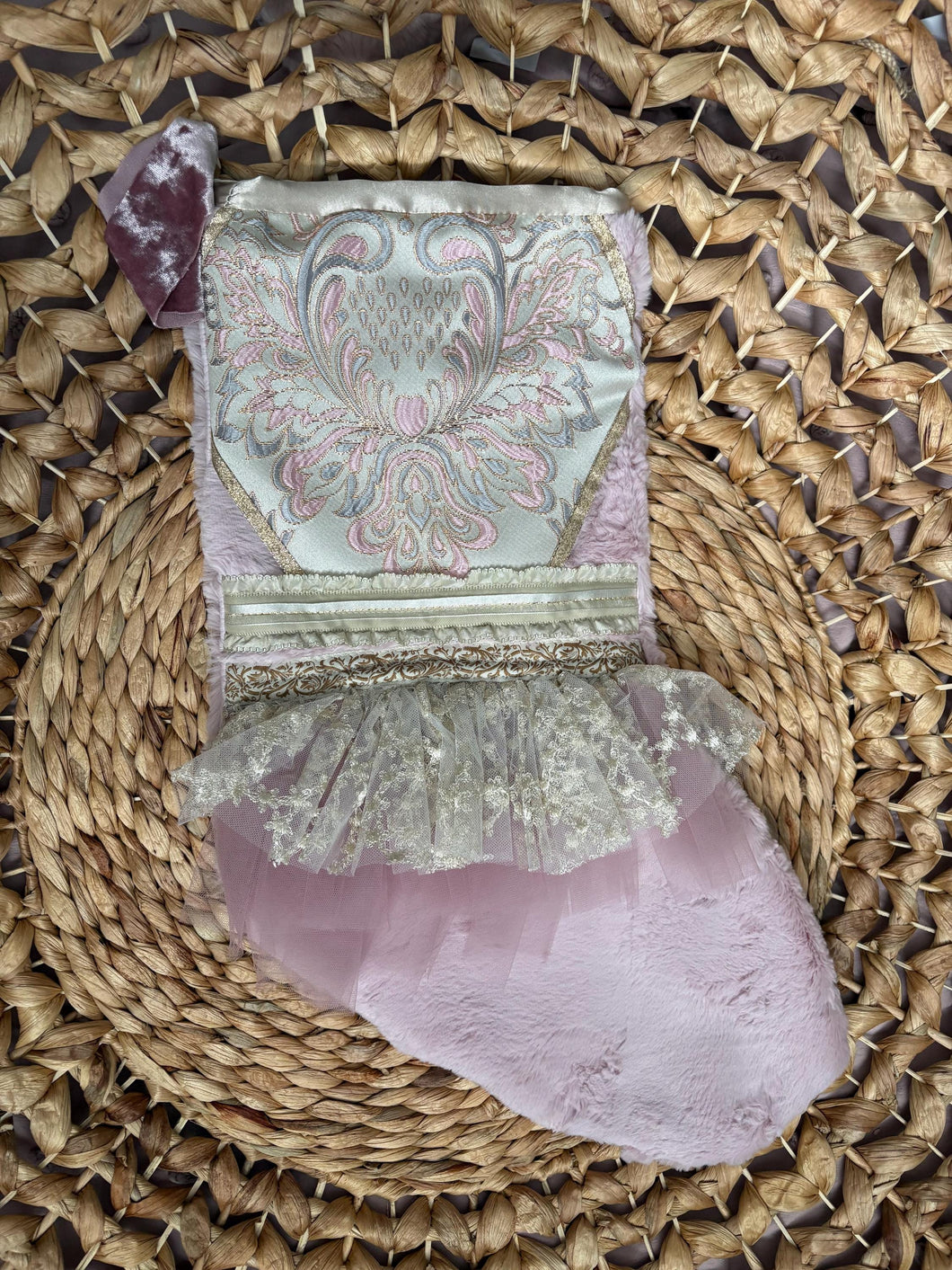 Gold and Mauve Elegant Christmas Stocking