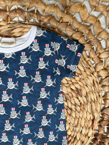 Patriotic Sharks Basic Tee